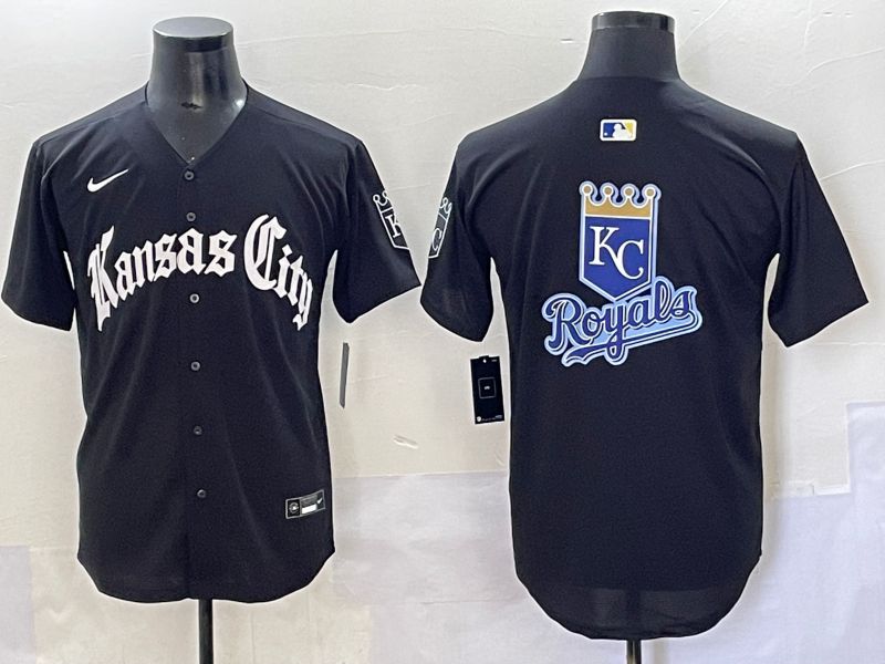 Men 2025 Kansas City Royals Blank Black Five generations Joint Name Nike MLB Jersey style 3